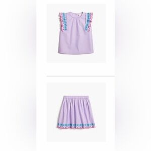 Crewcuts set - Lilac embroidered Ruffle Sleeve Blouse and skirt set